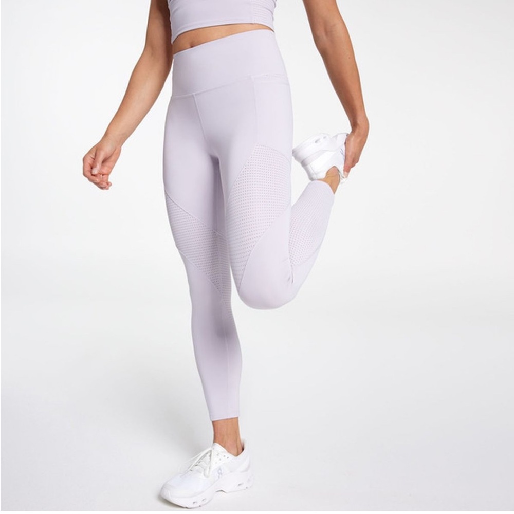 CALIA Leggings Large PowerMove 7/8 Lilac Mesh Pieced Stretchy Nylon Spandex
